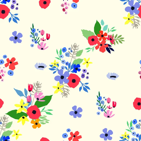 Seamless pattern. Vector floral design with wildflowers. Romantic background — Stock Vector