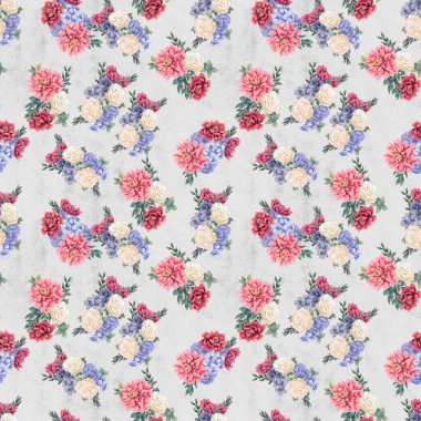 Çiçeksiz suluboya desen. El boyaması çiçekler, tebrik kartı şablonu veya ambalaj kağıdı