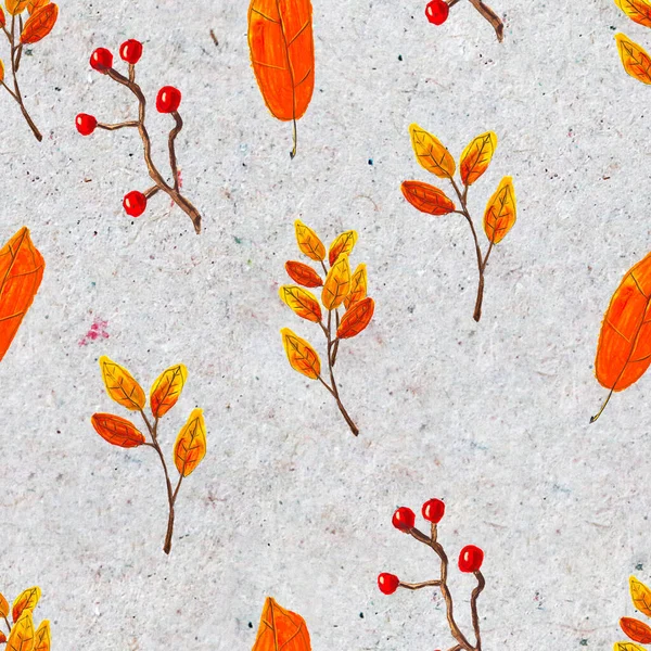 Autumn watercolor hand drawn seamless pattern with colorful leaves — Stock Photo, Image