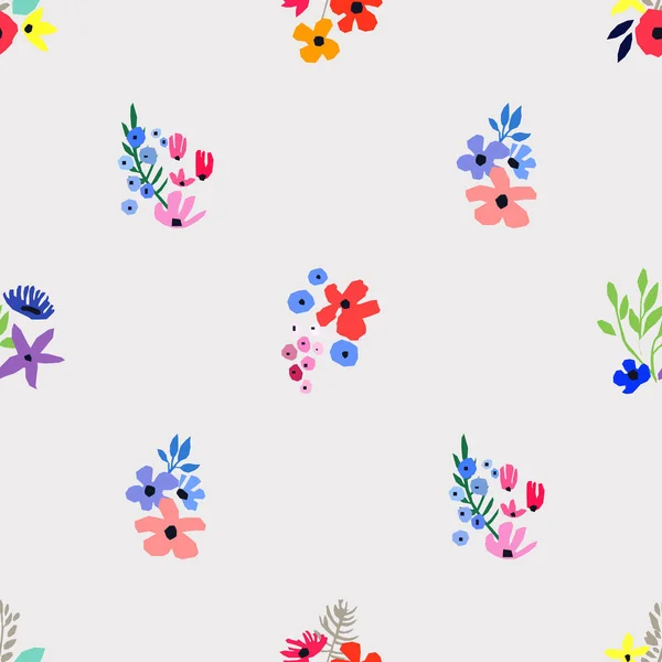 シームレスなパターン。野の花とベクトルの花のデザイン。ロマンチックな背景 — ストックベクタ