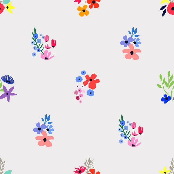 Patrón sin costuras. Diseño floral vectorial con flores silvestres. Fondo romántico — Archivo Imágenes Vectoriales