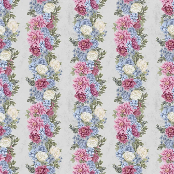 Aquarelle motif floral sans couture. Fleurs peintes à la main, modèle de carte de vœux ou papier d'emballage — Photo