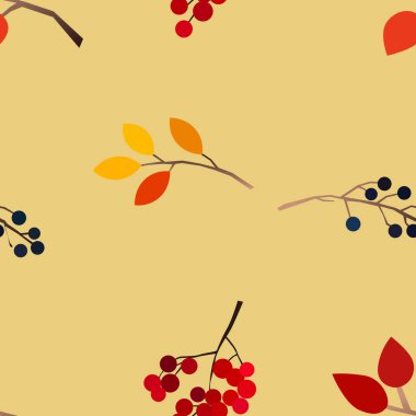 Böğürtlen, meşe palamudu, kozalak, mantar, dallı ve yapraklı sonbahar vektörü..