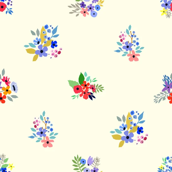 Sömlöst mönster. Vektor blommig design med vilda blommor. Romantisk bakgrund — Stock vektor