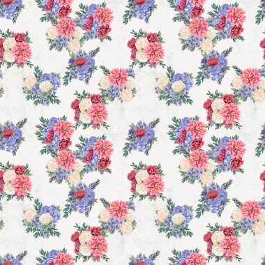 Çiçeksiz suluboya desen. El boyaması çiçekler, tebrik kartı şablonu veya ambalaj kağıdı