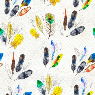 Suluboya tüyleri pürüzsüz desen. Elle boyanmış doku