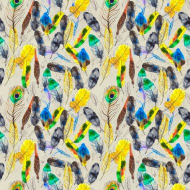 Suluboya tüyleri pürüzsüz desen. Elle boyanmış doku