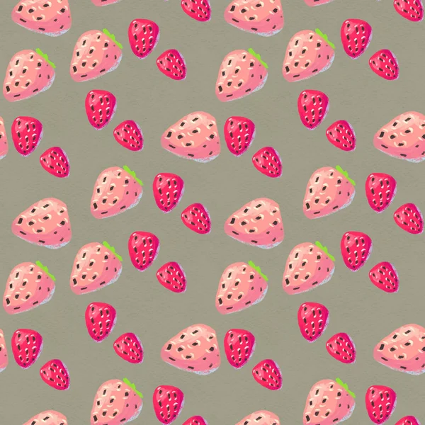 Бесшовный рисунок с спелой клубникой. Ручной рисунок текстуры с ягодами акварелью — стоковое фото