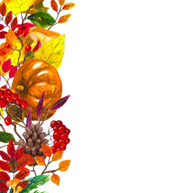 Sonbahar sınırı terk eder. Suluboya el çizimi çerçeve