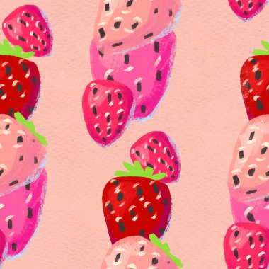 Kusursuz desenli olgun çilekli. Böğürtlen suluboya arkaplanlı el çizimi