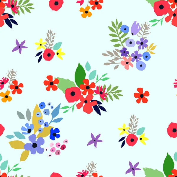 Patrón sin costuras. Diseño floral vectorial con flores silvestres. Fondo romántico — Archivo Imágenes Vectoriales