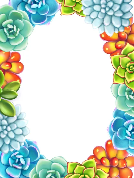 Floral Border. Succulents arranged un a shape of frame