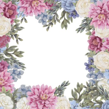 Tasarım için çiçek çerçevesi tarih kartlarını, davetiyeleri, posterleri ve doğum günü süslemelerini kaydet