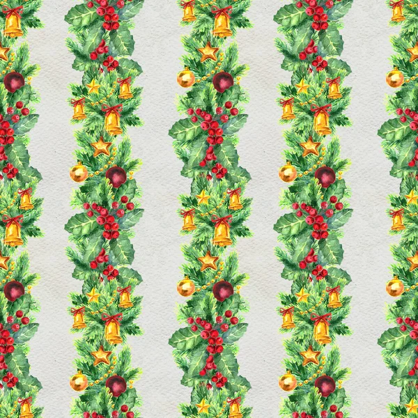 Merry Christmas seamless pattern with garlands — Stock Photo, Image