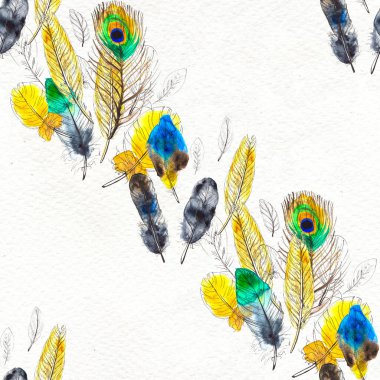 Suluboya tüyleri pürüzsüz desen. Elle boyanmış doku