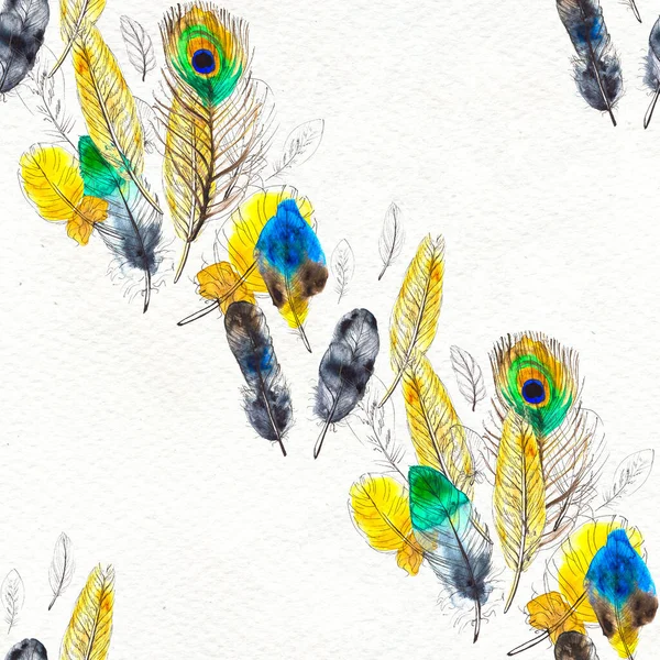 Suluboya tüyleri pürüzsüz desen. Elle boyanmış doku