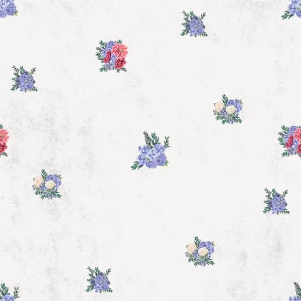 Υδατογραφία floral απρόσκοπτη μοτίβο. Χειροποίητα λουλούδια, υπόδειγμα ευχετήριας κάρτας ή χαρτί περιτυλίγματος — Φωτογραφία Αρχείου