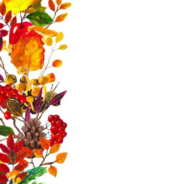 Sonbahar sınırı terk eder. Suluboya el çizimi çerçeve