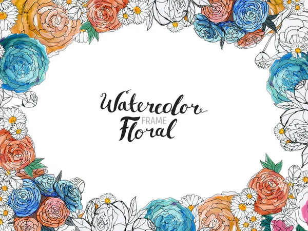 Watercolor Flower Border — Stock Photo, Image