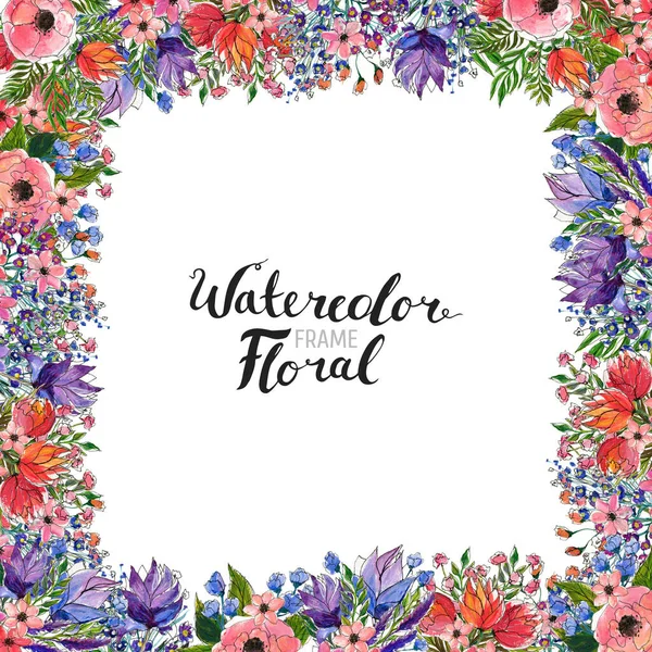 Watercolor Flower Border — Stock Photo, Image