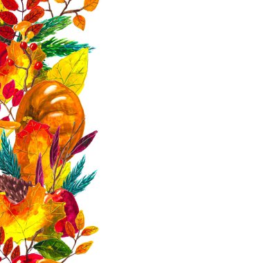 Sonbahar sınırı terk eder. Suluboya el çizimi çerçeve