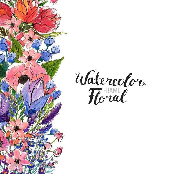Aquarell Blume Bordüre — Stockfoto
