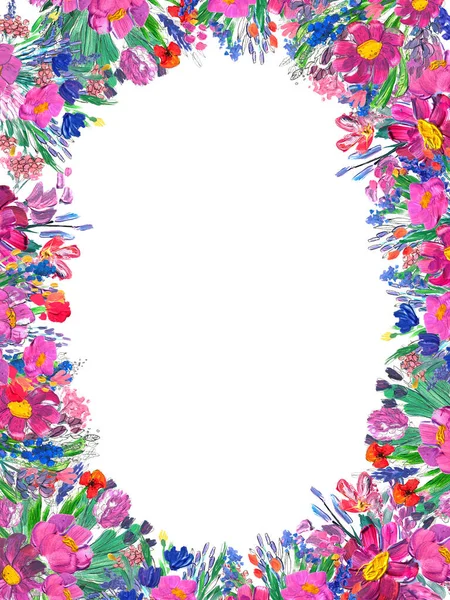 手描きの花の境界線。白を背景にした引き出し — ストック写真