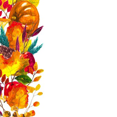 Sonbahar sınırı terk eder. Suluboya el çizimi çerçeve