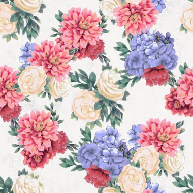 Çiçeksiz suluboya desen. El boyaması çiçekler, tebrik kartı şablonu veya ambalaj kağıdı