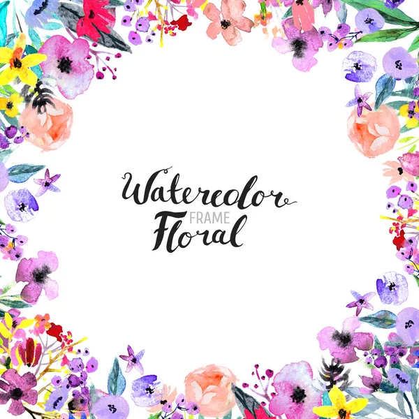 Suluboya Çiçek Sınırı eli beyaza boyanmış — Stok fotoğraf