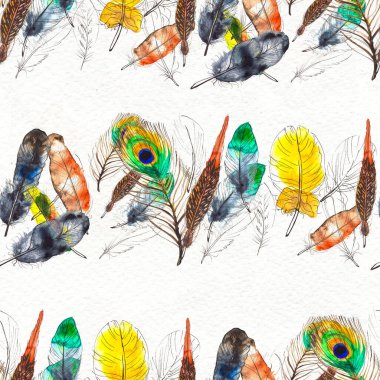 Suluboya tüyleri pürüzsüz desen. Elle boyanmış doku