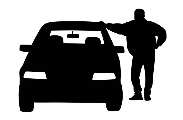 Hombre de pie junto al coche — Archivo Imágenes Vectoriales