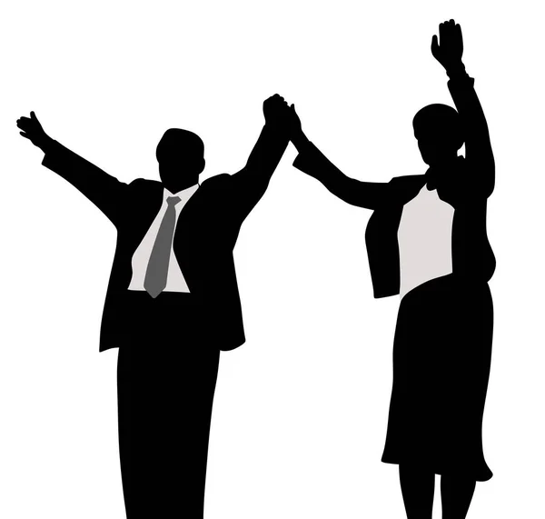 Mari et femme gagnants de la campagne politique d'affaires — Image vectorielle