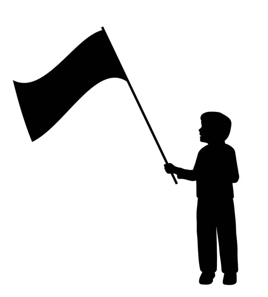 Kleine jongen Holding vlag — Stockvector