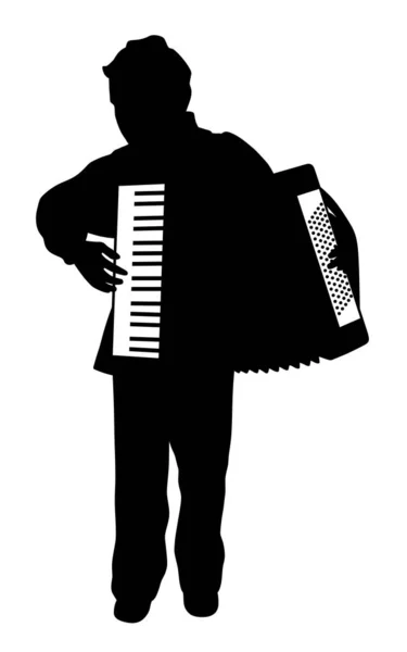 Jongen speelt accordeon — Stockvector