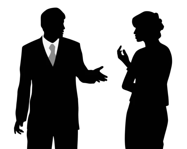 Hombre y mujer de negocios discutiendo — Vector de stock