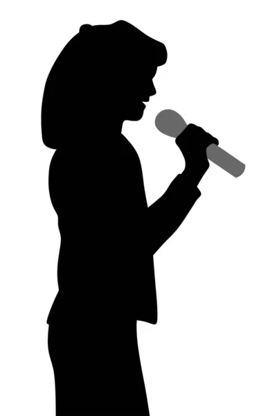 Kid girl singing a song with microphone — Stock Vector