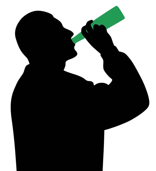 从瓶子里喝酒的人 — 图库矢量图片