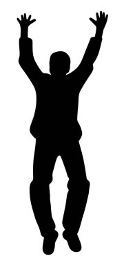 Mutlu genç adam zaferi kutluyor.