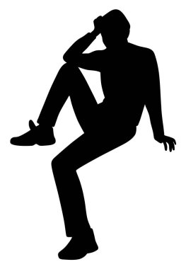 El ve düşünme ile baş tutan rahat kişi oturan