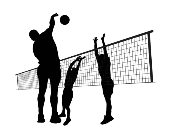 Мужчины играют в волейбол — стоковый вектор