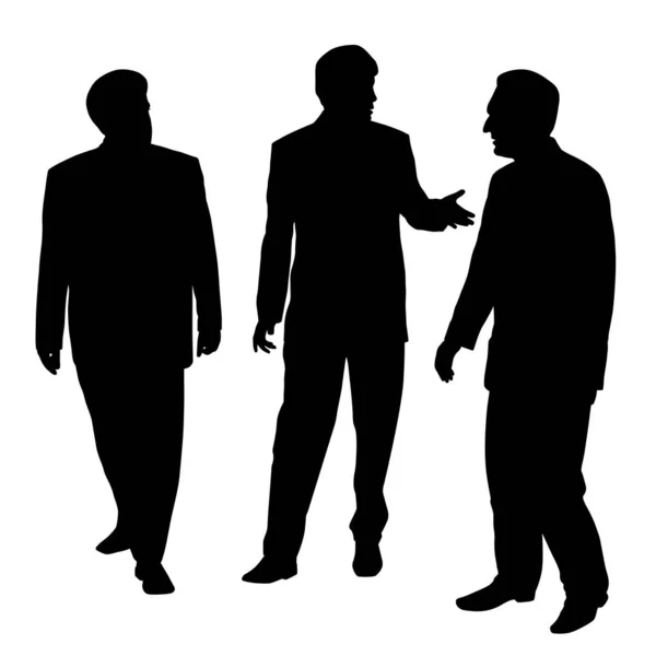 Grupp av tre affärsmän som går och pratar — Stock vektor