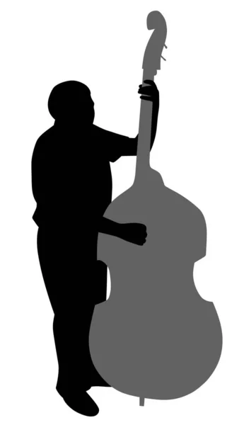 Hombre jugando contrabajo — Vector de stock