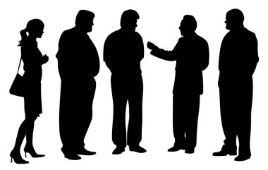 Bir toplantıda konuşan bir grup iş adamı