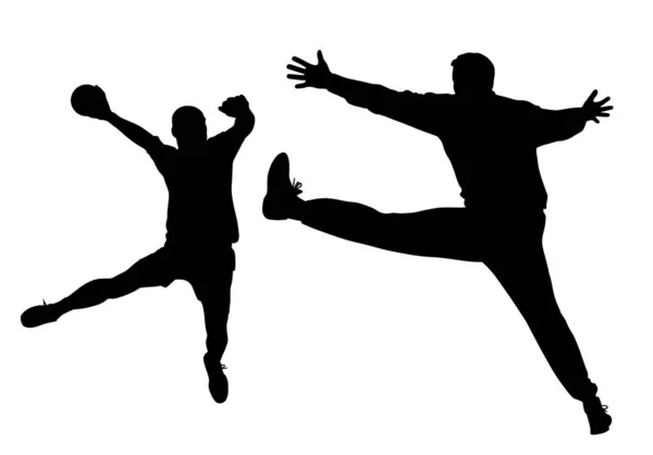 Joueur de handball et gardien — Image vectorielle