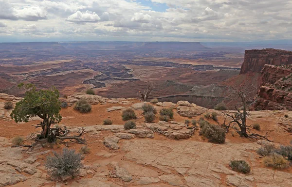 Blick Über Den Rand Nördlich Des Mesa Bogens Canyonlands Nationalpark — Stockfoto