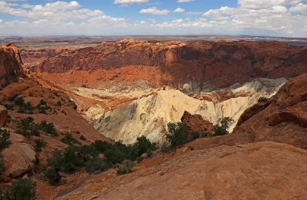 Widok Upheaval Dome Obręczy Strzał Parku Narodowym Canyonlands Utah — Zdjęcie stockowe