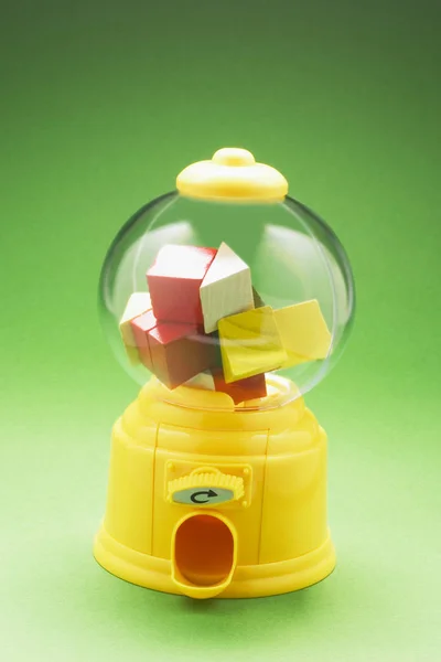 Toy Houses Bubblegum Machine Green Background — Stock Photo, Image
