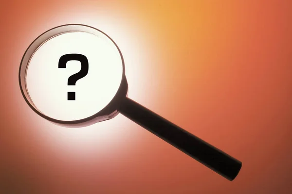 Magnifying Glass Question Mark Red Background — Stock Photo, Image