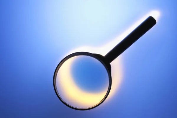 Magnifying Glass Blue Background — Stock Photo, Image